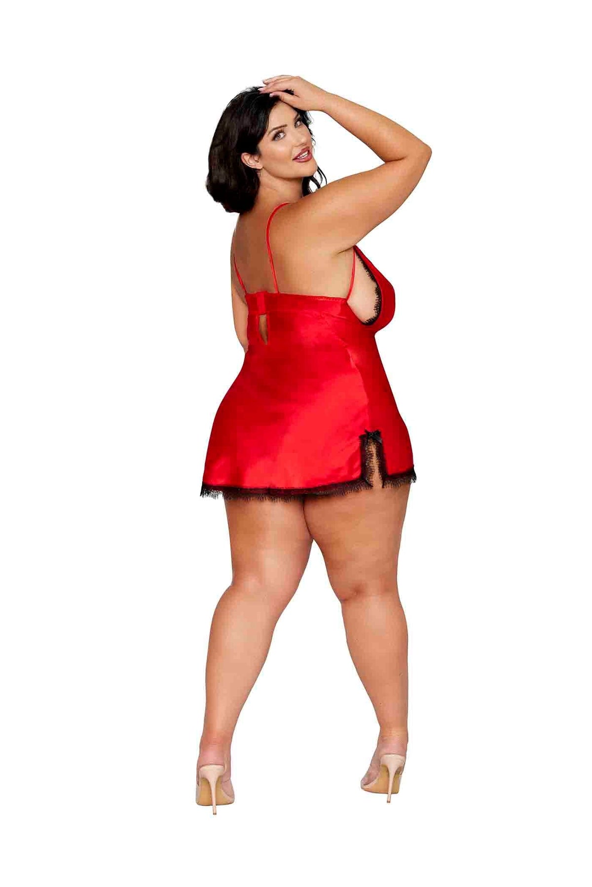 Dreamgirl Plus Size Poinsetta Satin Chemise Lingerie Dreamgirl