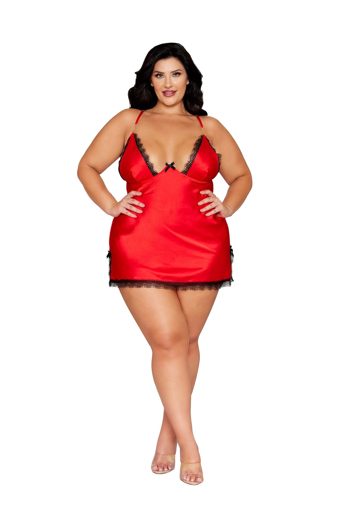 Dreamgirl Plus Size Poinsetta Satin Chemise Lingerie Dreamgirl
