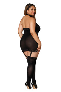 Dreamgirl Plus Size Sheer Garter Bodystocking with Thigh High Garter Dress Dreamgirl 
