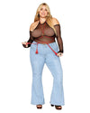 Dreamgirl Plus Size Stretch Mesh Halter Teddy with Attached Fingerless Gloves and Shabari-inspired Body Harness Teddy Dreamgirl 
