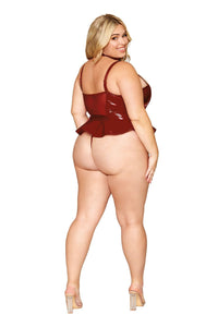 Dreamgirl Plus Vinyl Peplum Bustier, Collar, and G-string Set g string Dreamgirl 