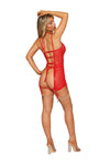 Dreamgirl Poinsetta Chemise, Garter Harness & G-String Lingerie Dreamgirl 