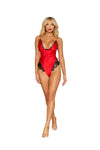 Dreamgirl Poinsetta Satin Teddy Lingerie Dreamgirl 