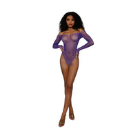 Dreamgirl Rhinestone Off Shoulder Bodystocking Dreamgirl Ultra Violet 