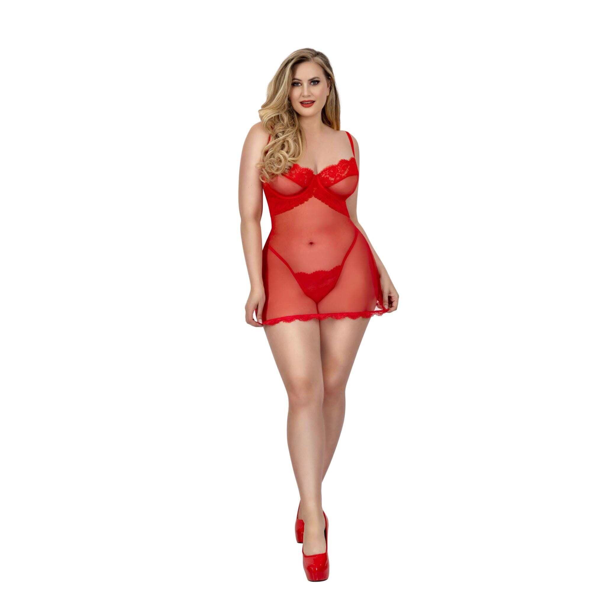 Dreamgirl Romance Lace-Trim Chemise 2-Pc Set Lingerie Dreamgirl 