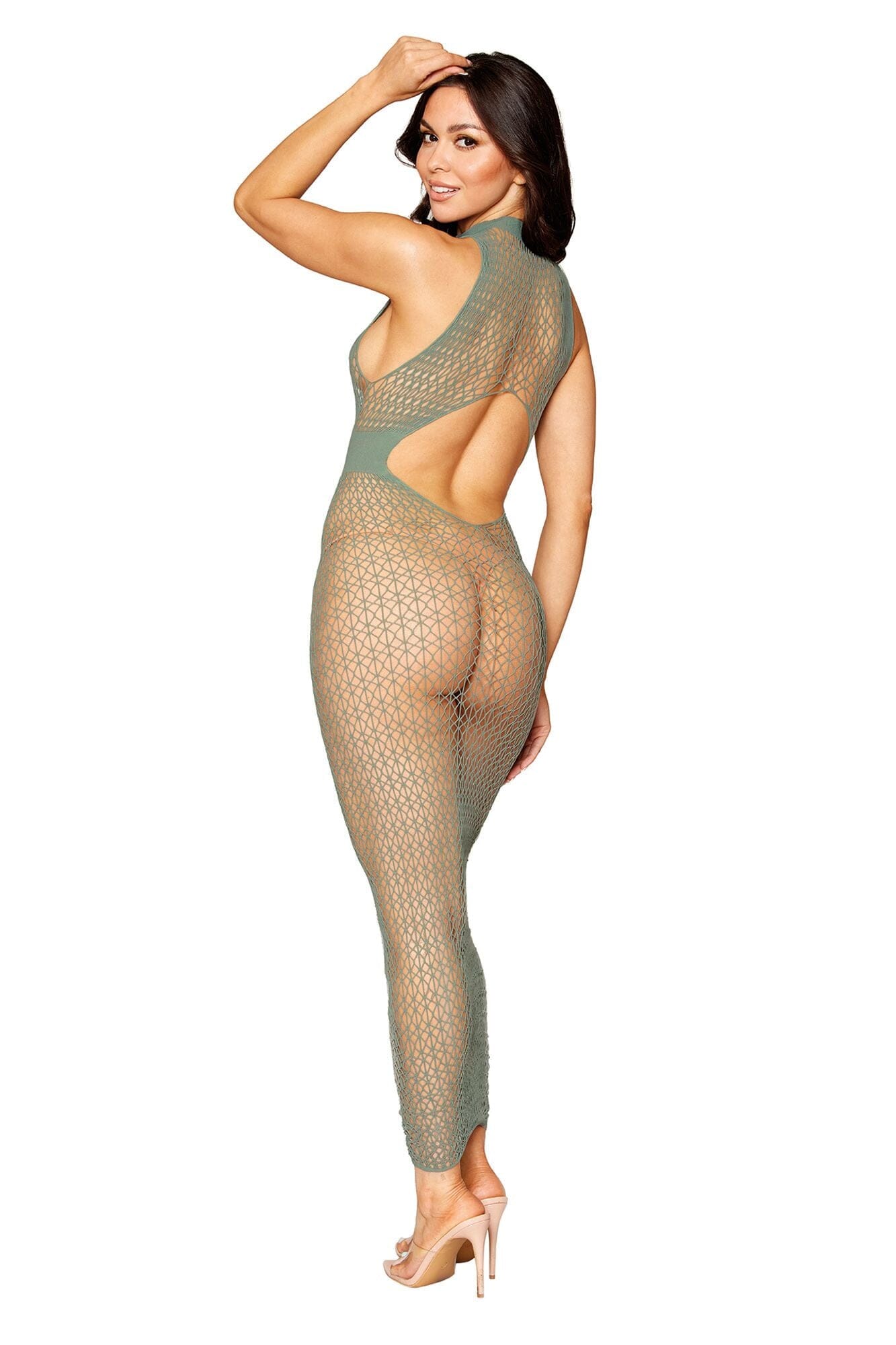 Dreamgirl Seamless Geometric Fence Net Design Bodystocking Gown Bodystocking Dreamgirl 