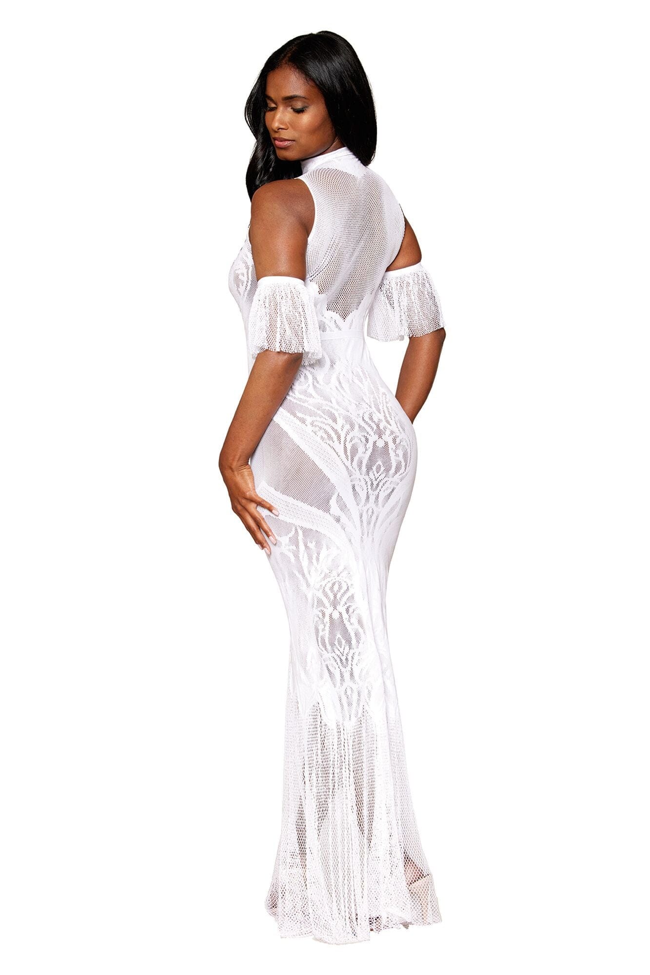 Dreamgirl Seamless Geometric Fence Net Design Bodystocking Gown Bodystocking Dreamgirl 