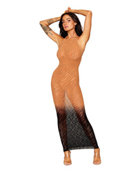 Dreamgirl Seamless Zebra Knit Design Bodystocking Gown with Two-Tone Ombre Color Bodystocking Dreamgirl 