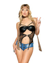 Dreamgirl Stretch Faux-Leather and Sheer Lace Garte Slip and G-string Set g string Dreamgirl 