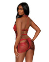 Dreamgirl Stretch Spandex Mesh Halter Teddy with Strappy Back Detail Teddy Dreamgirl 