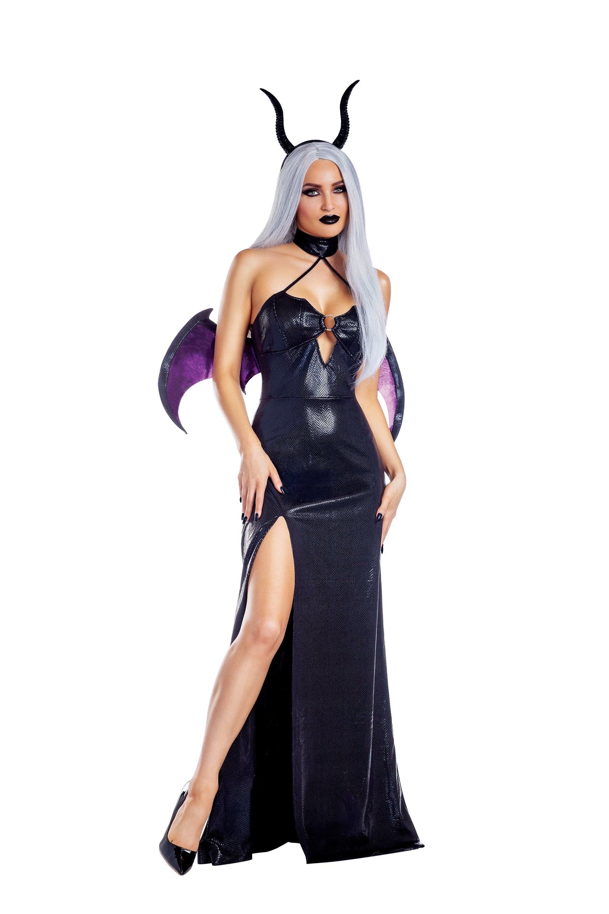 Dreamgirl Succubus Halter Dress with Wing Neckline Women’s Costume – Fantasy Halloween Outfit Costume Dreamgirl