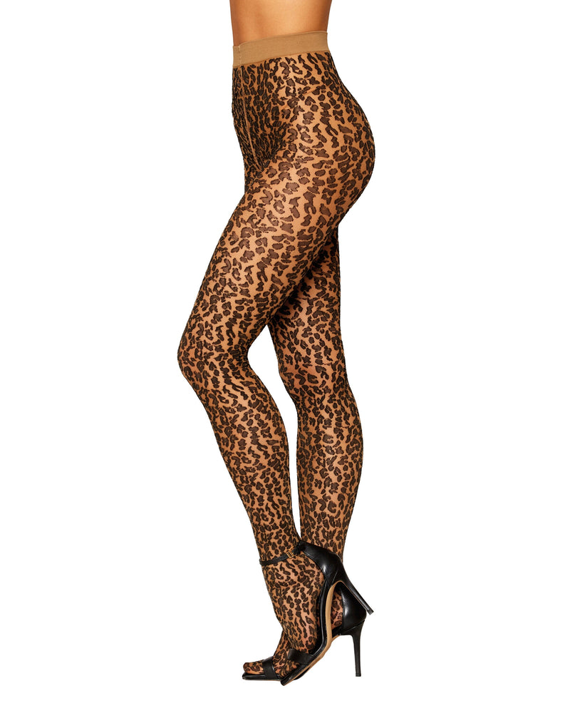 Dreamgirl Two-Toned Knitted Leopard Pattern Pantyhose with Soft Waistband Pantyhose Dreamgirl 
