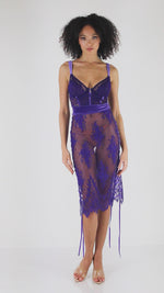 Floral Lace and Stretch Velvet Slip Chemise