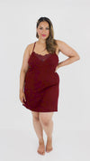 Dreamgirl Plus Size Rib knit sleepwear chemise with lace inset details