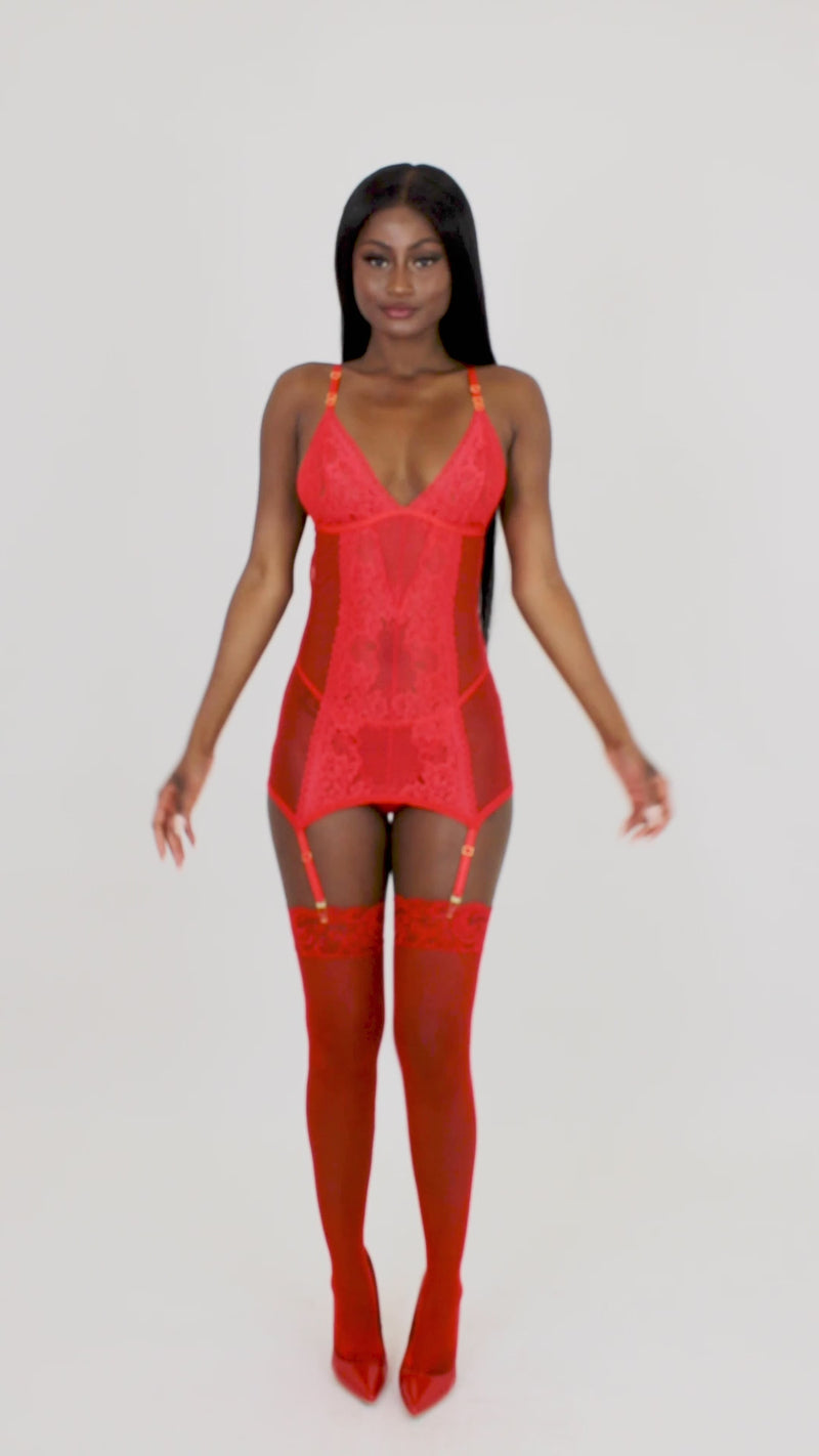Dreamgirl Mesh and Lace Chemise and G-string Set