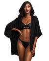 3-Piece Chiffon Robe Faux Leather Bralette Thong Set Robe Dreamgirl International 