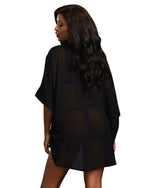3-Piece Chiffon Robe Faux Leather Bralette Thong Set Robe Dreamgirl International 