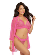 3-Piece Heart Mesh Robe & Bralette Set with Ruffle Details Dreamgirl International 
