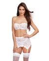 3-Piece Set: Lace Garter Skirt, Balconette Bra, and G-String Garter Set Dreamgirl International 