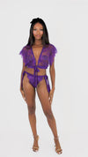 Dreamgirl Eyelash lace lingerie shrug and matching panty set