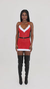 Dreamgirl Stretch Mesh Santa Chemise with Satin Elastic Belt