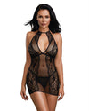 Baby Fishnet and Lace Halter Chemise with Matching G-String Chemise Dreamgirl International 