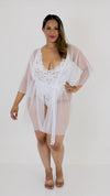 Dreamgirl Plus Size Stretch mesh robe and bonded stretch lace teddy set