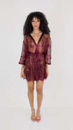 Dreamgirl Eyelash lace robe with wide border pattern on scallop hem