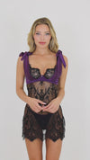 Dreamgirl Eyelash Lace and Satin Chemise and G-string Set