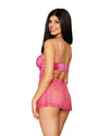 Delicate Corded Eyelash Lace and Stretch Velvet Babydoll and G-string Set Babydoll Dreamgirl 