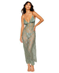Delicate Eyelash Lace and Satin Long Chemise and G-string Set CAMISOLE AND GSTRING Dreamgirl