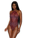 Delicate Sheer Mesh with Metallic and Satin Thread Floral Embroidery Teddy CAMISOLE AND GSTRING Dreamgirl International 
