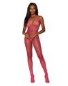 Diamond Net Crotchless Bodystocking Bodystocking Dreamgirl International One Size Neon Pink 