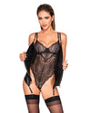 Double Layer Underwire Garter Slip Teddy with Snap Crotch & Front Zipper Detail Dreamgirl International 