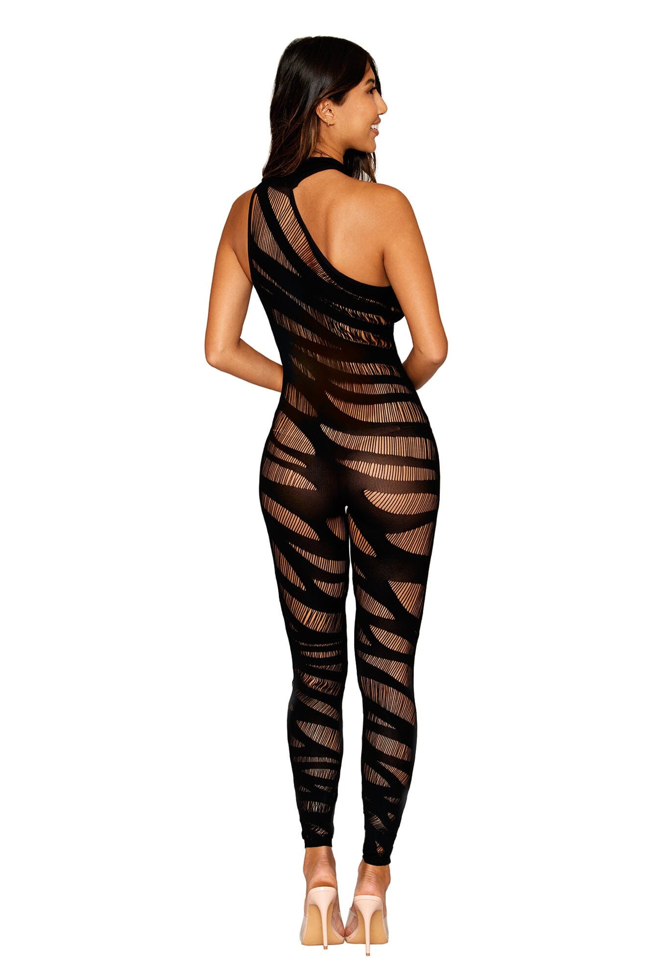 Dreamgirl Asymmetrical Opaque Knitted Bodystocking with All-Over Slash Design Detail Bodystocking Dreamgirl 