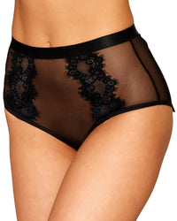 Dreamgirl High-Waisted Mesh Panty with Constrast Garters Panty Dreamgirl S Black 