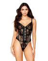 Dreamgirl Lace and Fishnet Bustier and G-string Set g string Dreamgirl 