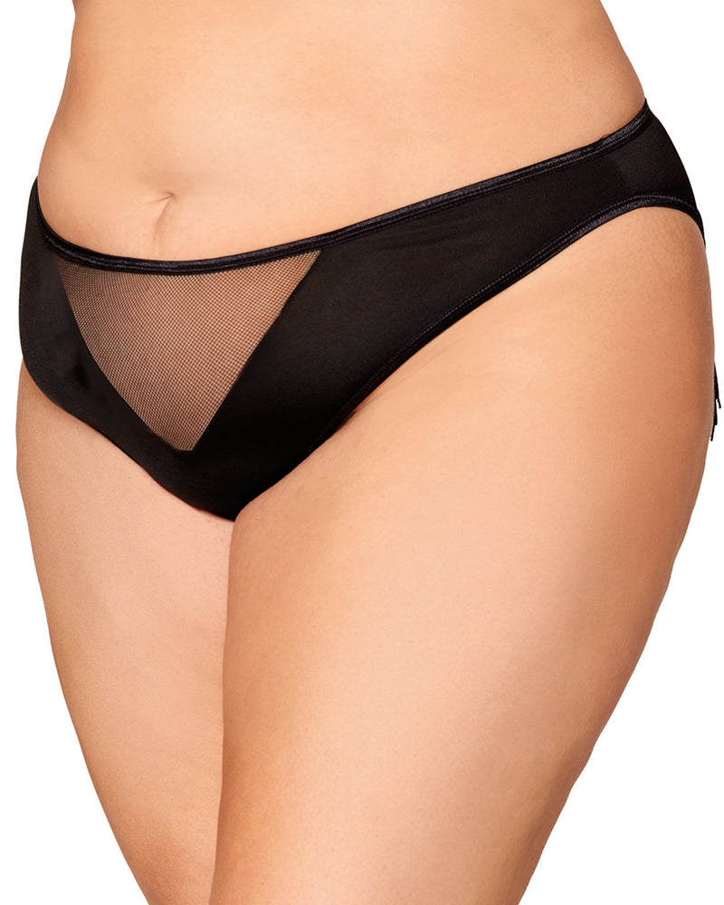 Dreamgirl Plus Size Microfiber Heart-Back Panty with Fringe Detail Panty Dreamgirl 1X Black 