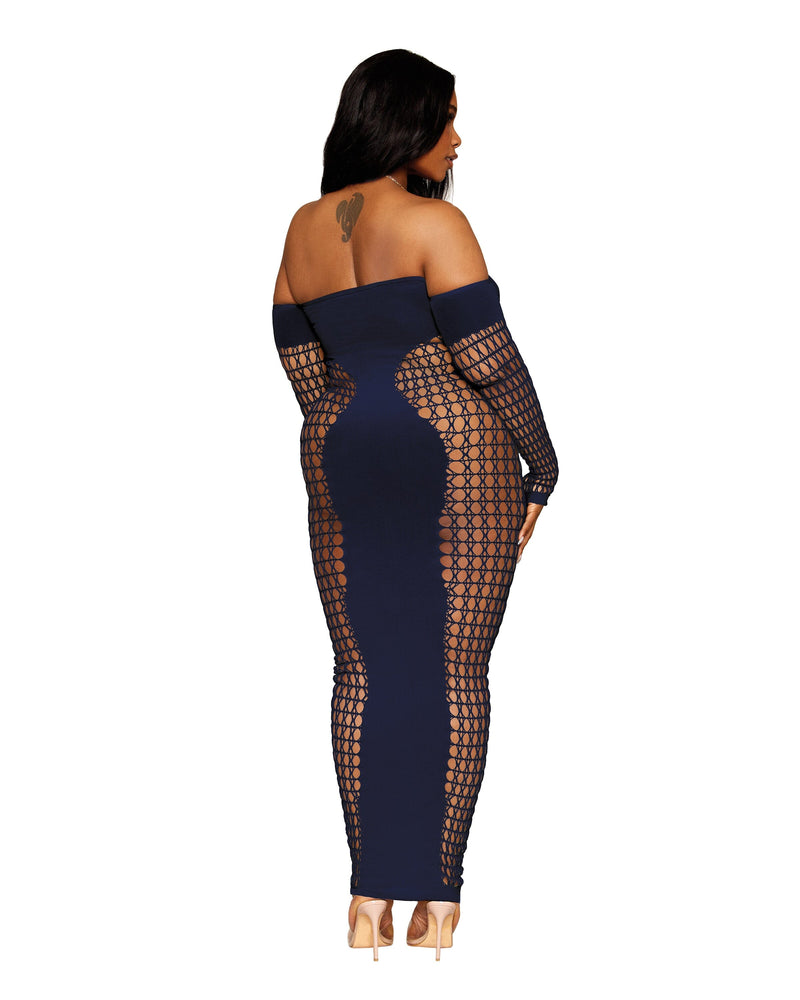 Dreamgirl Plus Size Seamless Bodystocking Gown with Removable Gold Halter Chain Bodystocking Dreamgirl 