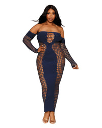 Dreamgirl Plus Size Seamless Bodystocking Gown with Removable Gold Halter Chain Bodystocking Dreamgirl 