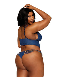 Dreamgirl Plus Size Stretch Denim Cropped Bustier and Matching G-string Set with Embroidery Lace Details Bustier Dreamgirl 