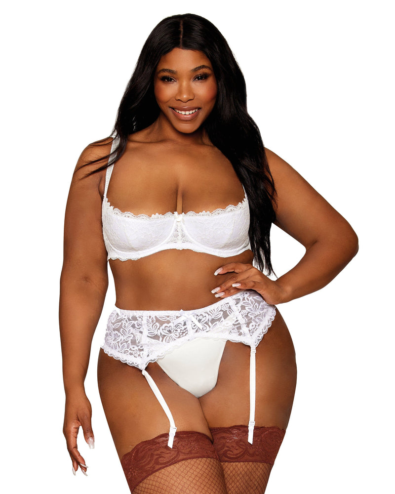 Dreamgirl Plus Size Stretch Lace Open Cup Underwire Shelf Bra Bra Dreamgirl 40 White 