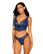 Dreamgirl Stretch Denim Cropped Bustier and Matching G-string Set with Embroidery Lace Details Bustier Dreamgirl 