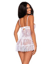 Eyelash Lace Babydoll & G-String Set with Underwire Balconette Bra Support Babydoll Dreamgirl International 