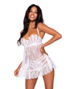 Eyelash Lace Babydoll & G-String Set with Underwire Balconette Bra Support Babydoll Dreamgirl International 