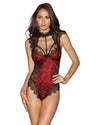 Eyelash Lace Contrast Lining Teddy Teddy Dreamgirl International XS Black / Red 