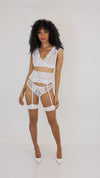 Dreamgirl Lace & Mesh Garterbelt & Panty Set with Keyhole Ribbon Back Detail