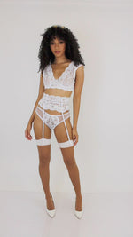 Dreamgirl Lace & Mesh Garterbelt & Panty Set with Keyhole Ribbon Back Detail
