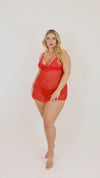 Dreamgirl Plus Size Lace and Mesh Babdoll and G-string Set
