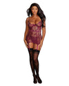 Fishnet and Eyelash Lace Garter Slip with Matching G-String Garter Slip Dreamgirl International 
